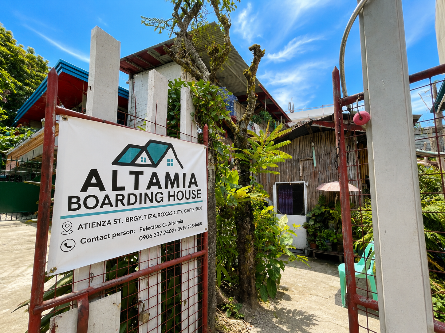 Front view of Altamia Boarding House in Barangay Tiza