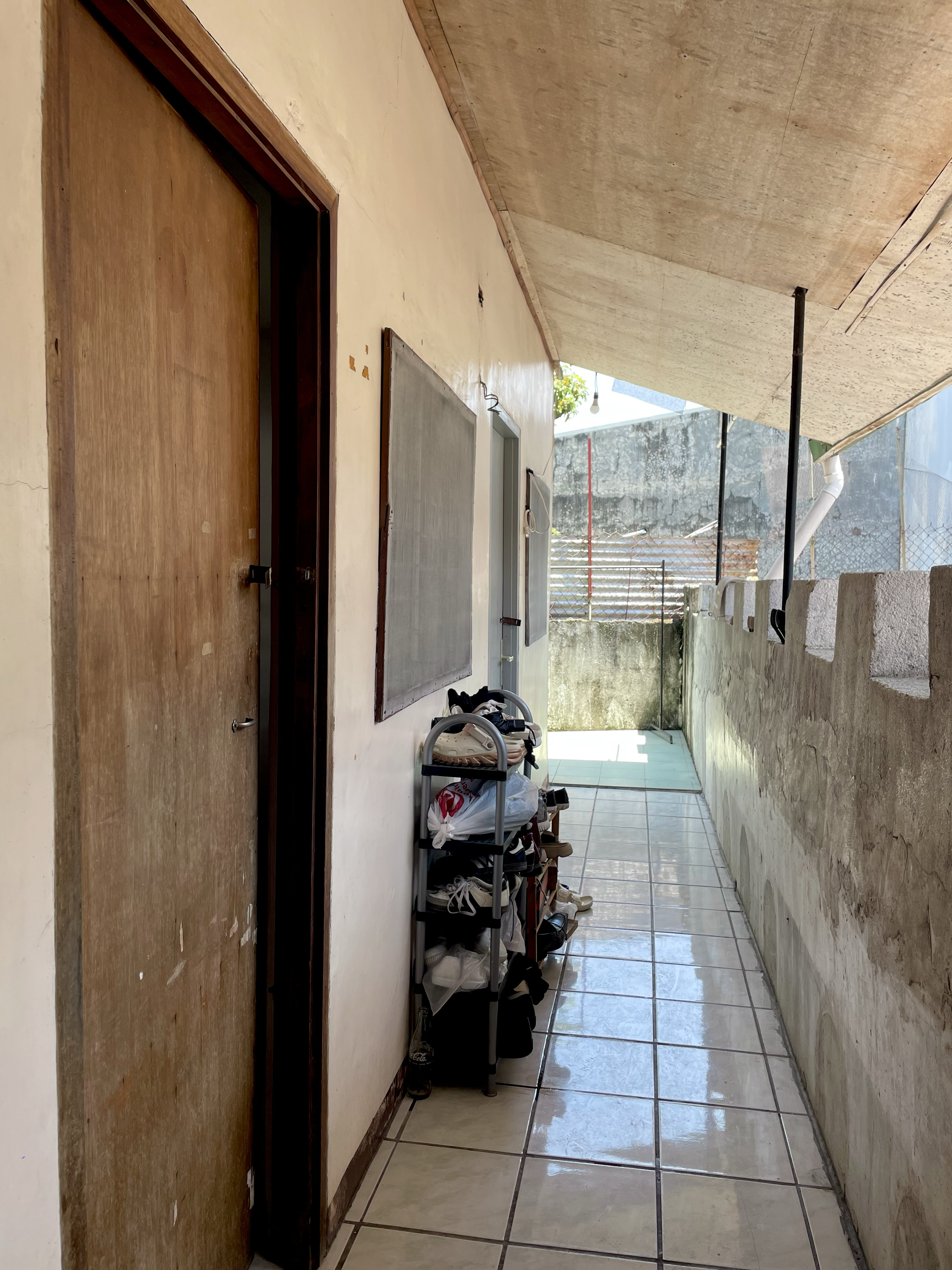 Outside the front door of EMS Residence